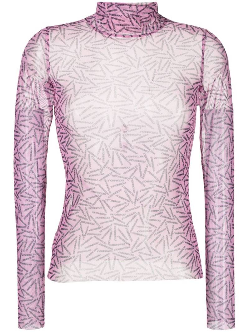 Viktor & Rolf semi-sheer logo-print top - Pink von Viktor & Rolf