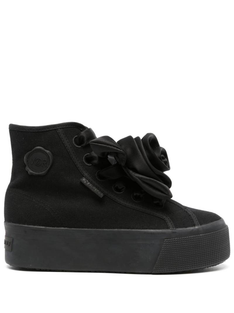 Viktor & Rolf x Superga satin-rose high-top sneakers - Black von Viktor & Rolf