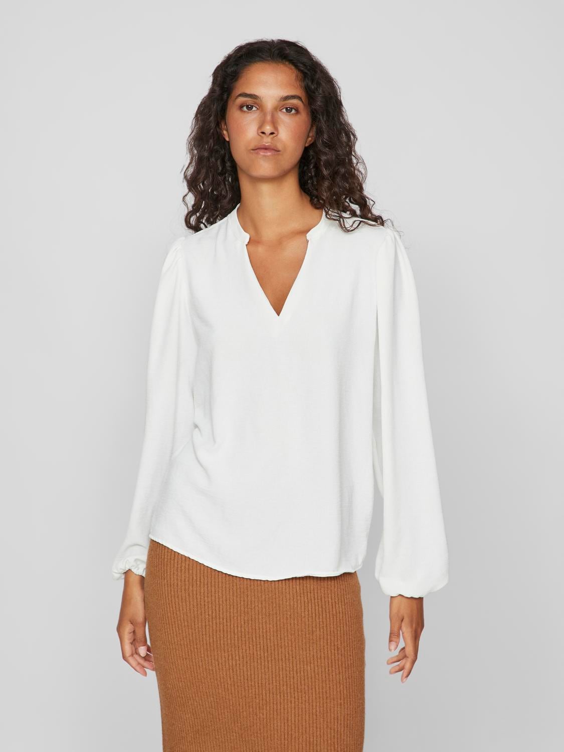 Vila Blusenshirt »VIRELLA V-NECK L/S TOP - NOOS« von Vila