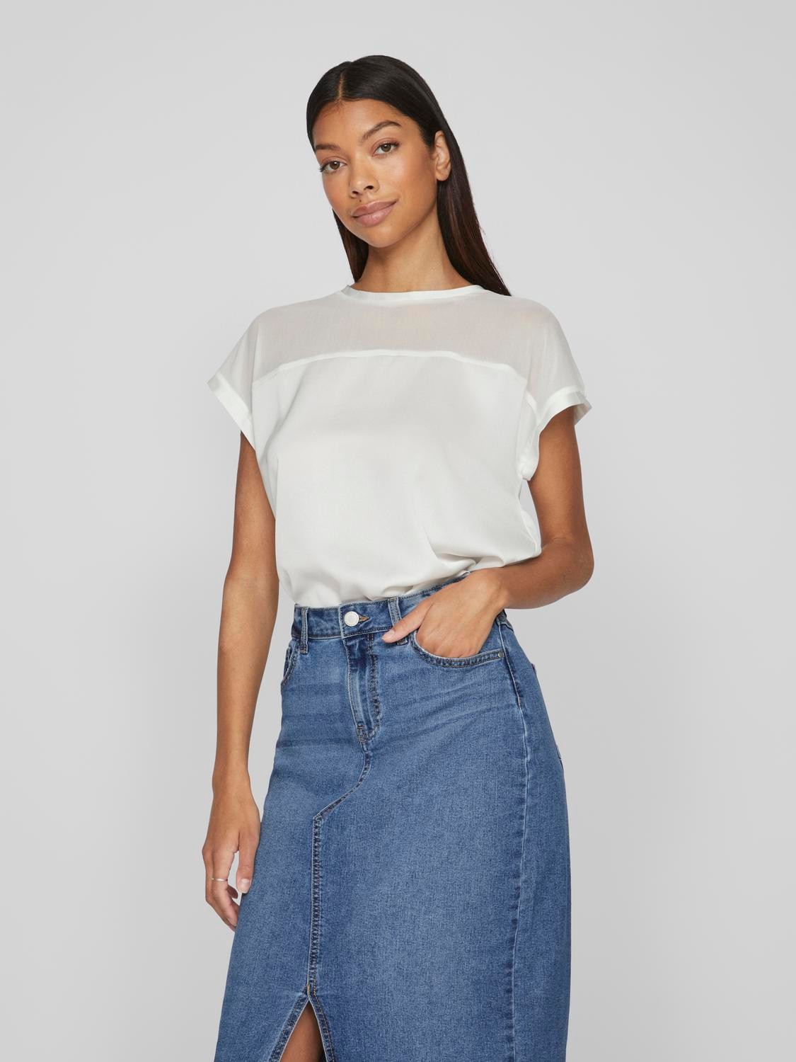 Vila Kurzarmshirt »VIELLETTE O-NECK S/S MESH TOP - NOOS« von Vila