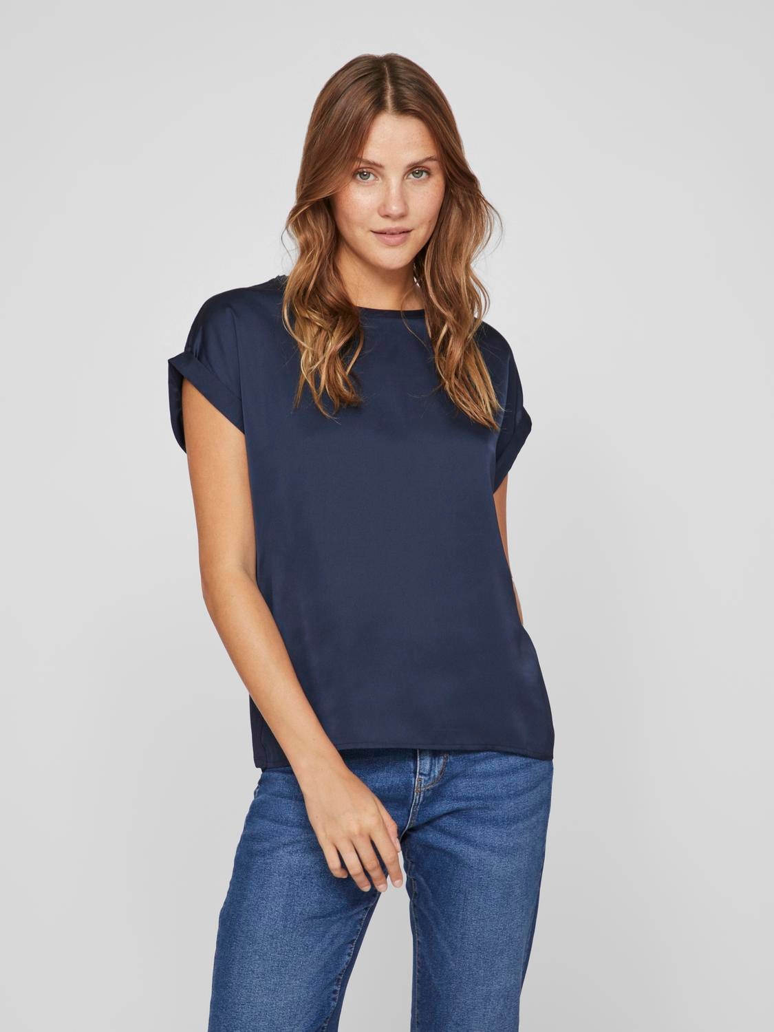 Vila Kurzarmshirt »VIELLETTE S/S SATIN TOP - NOOS«, Satin Optik von Vila