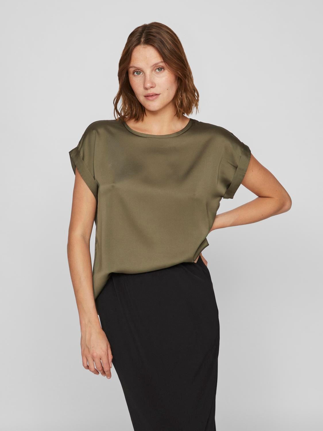 Vila Kurzarmshirt »VIELLETTE S/S SATIN TOP - NOOS«, Satin Optik von Vila