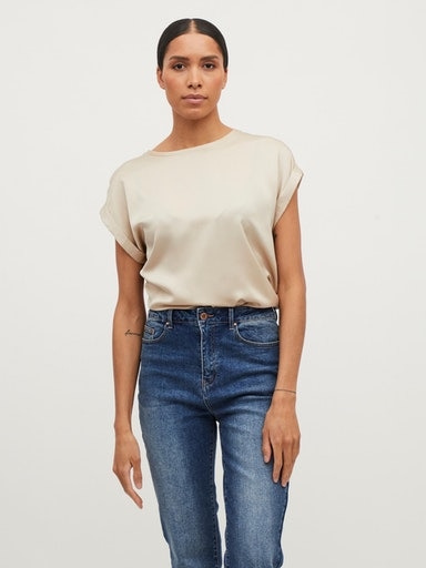 Vila Kurzarmshirt »VIELLETTE S/S SATIN TOP - NOOS«, Satin Optik von Vila