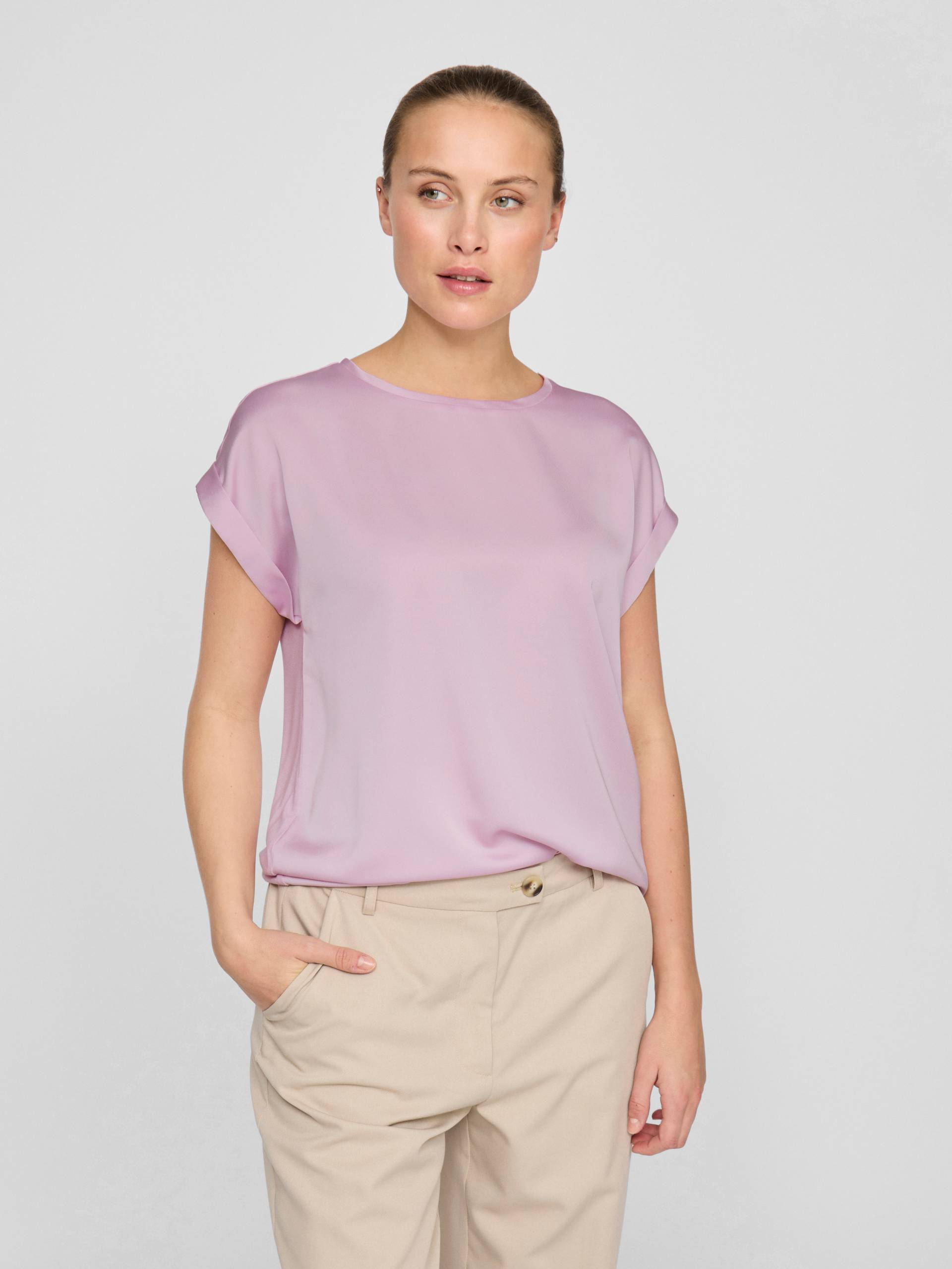 Vila Kurzarmshirt »VIELLETTE S/S SATIN TOP - NOOS«, Satin Optik von Vila