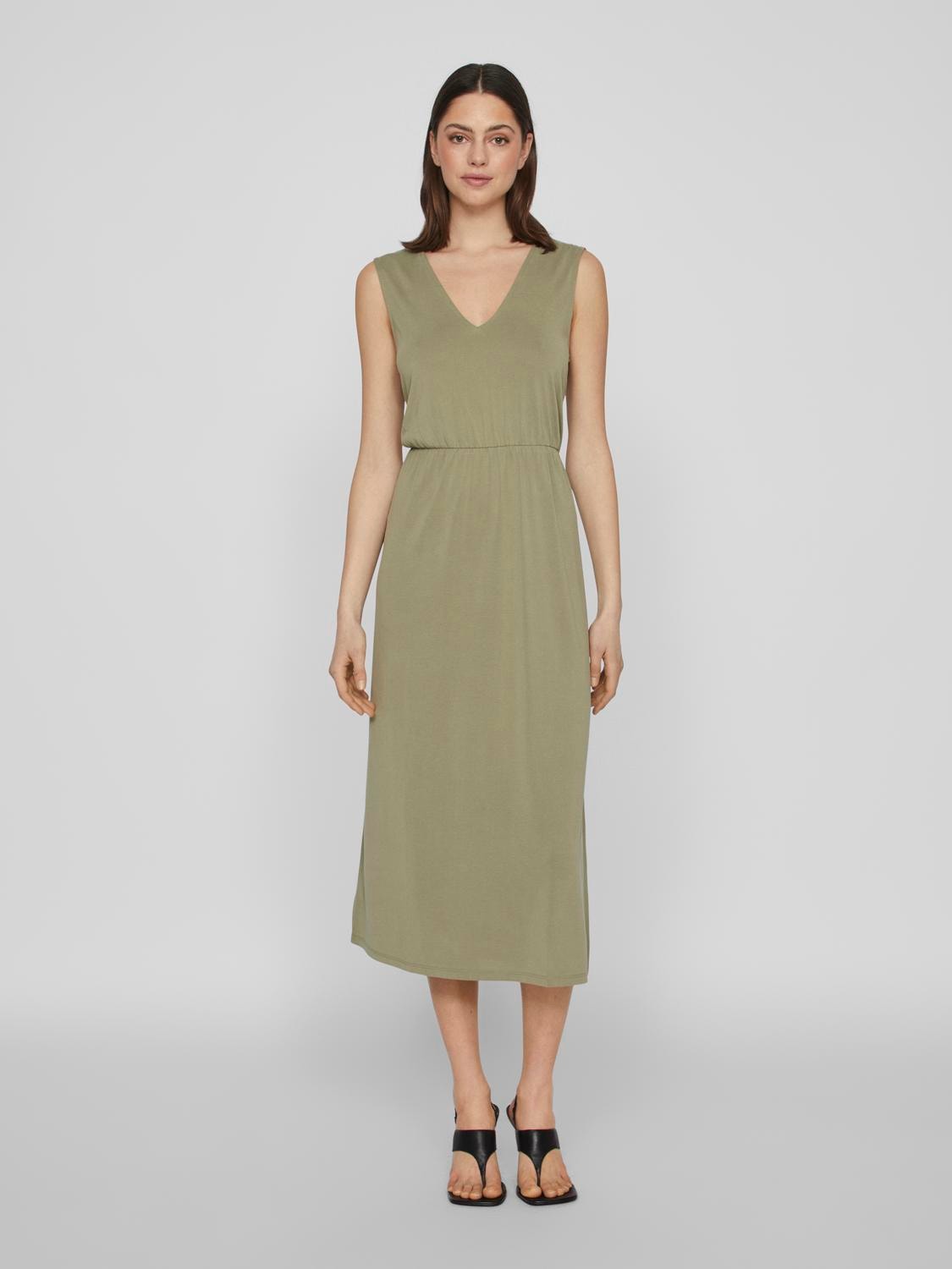 Vila Maxikleid »VIMODALA V-NECK S/L MIDI DRESS - NOOS« von Vila