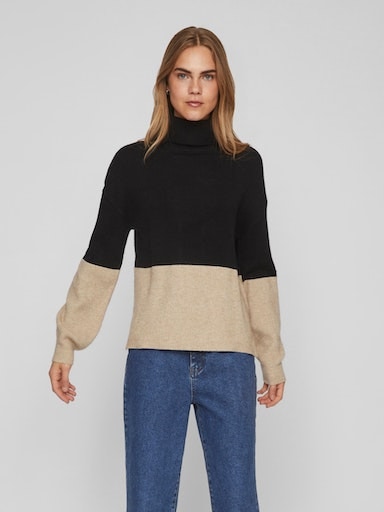 Vila Rollkragenpullover »VIRIL BLOCKING ROLL-NK L/S KNIT TOP-NOOS«, in Colorblock Optik von Vila