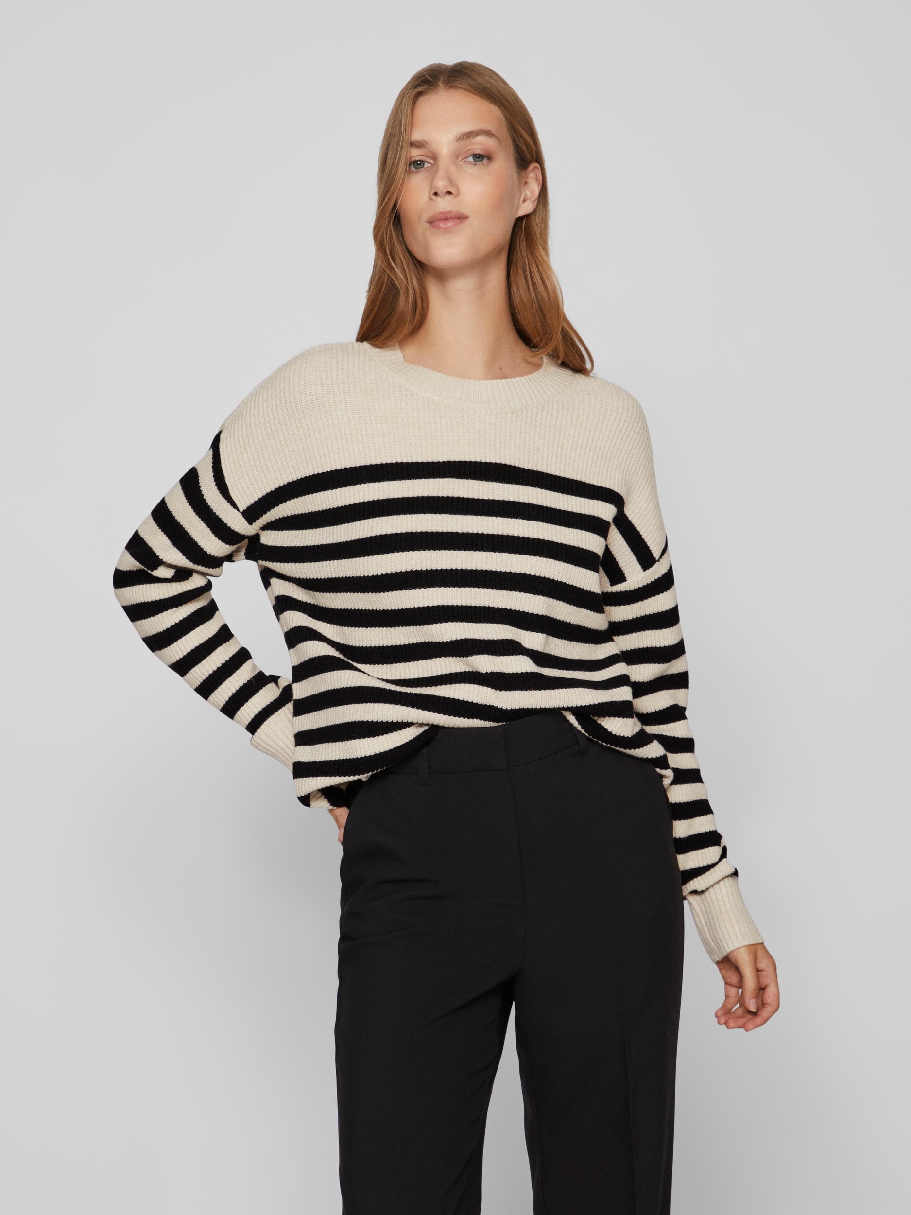 Vila Rundhalspullover »VIRIL RIB STRIPE L/S KNIT TOP - NOOS« von Vila