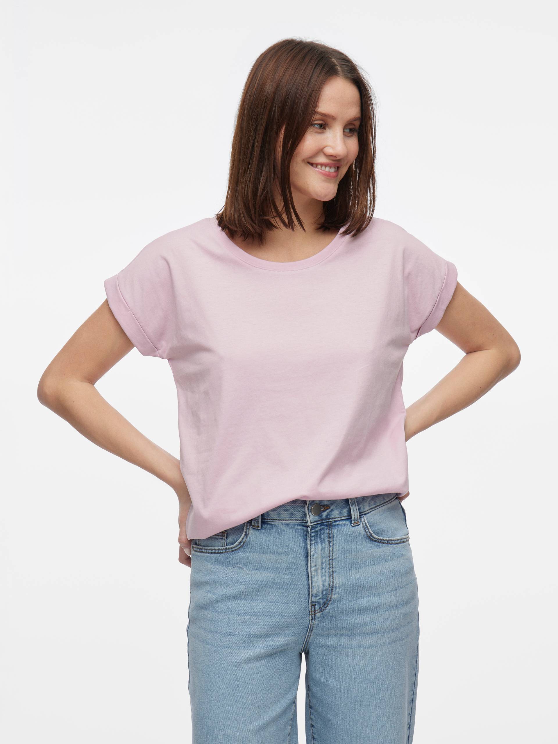 Vila Rundhalsshirt »VIDREAMERS NEW PURE T-SHIRT/SU-NOOS«, Basic Damen-T-Shirt mit Rundhalsausschnitt und umgeschlagenen Ärmeln von Vila