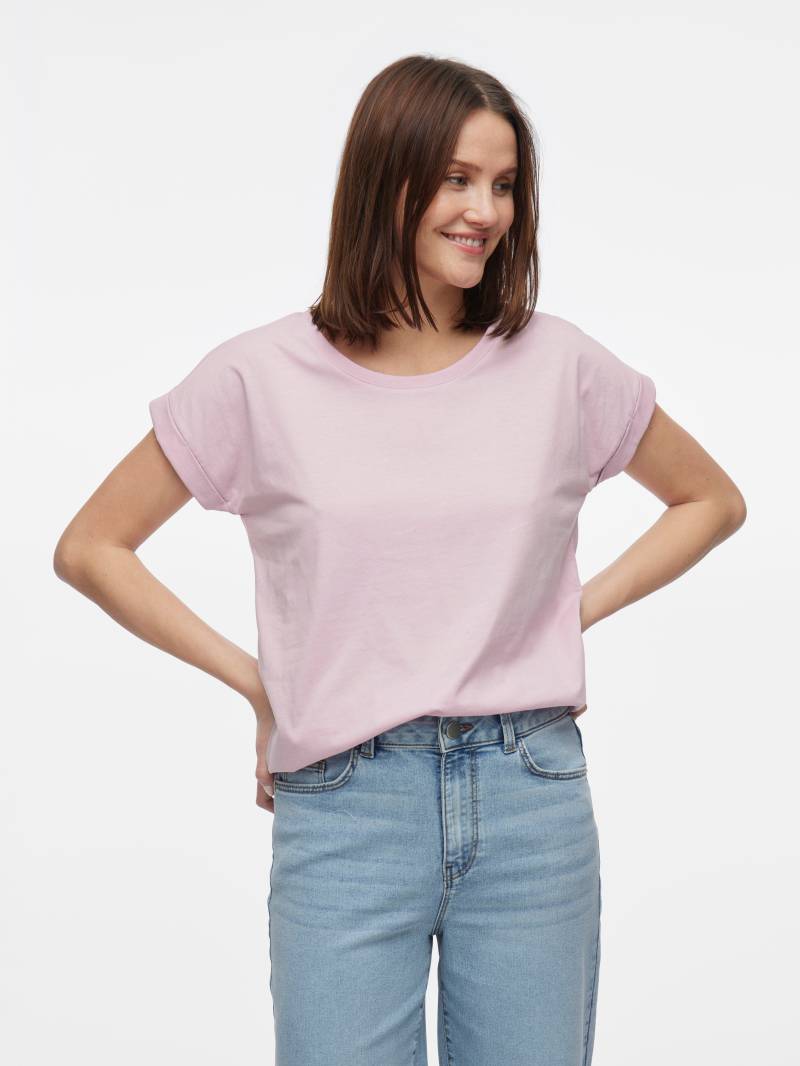 Vila Rundhalsshirt »VIDREAMERS NEW PURE T-SHIRT/SU-NOOS«, Basic Damen-T-Shirt mit Rundhalsausschnitt und umgeschlagenen Ärmeln von Vila