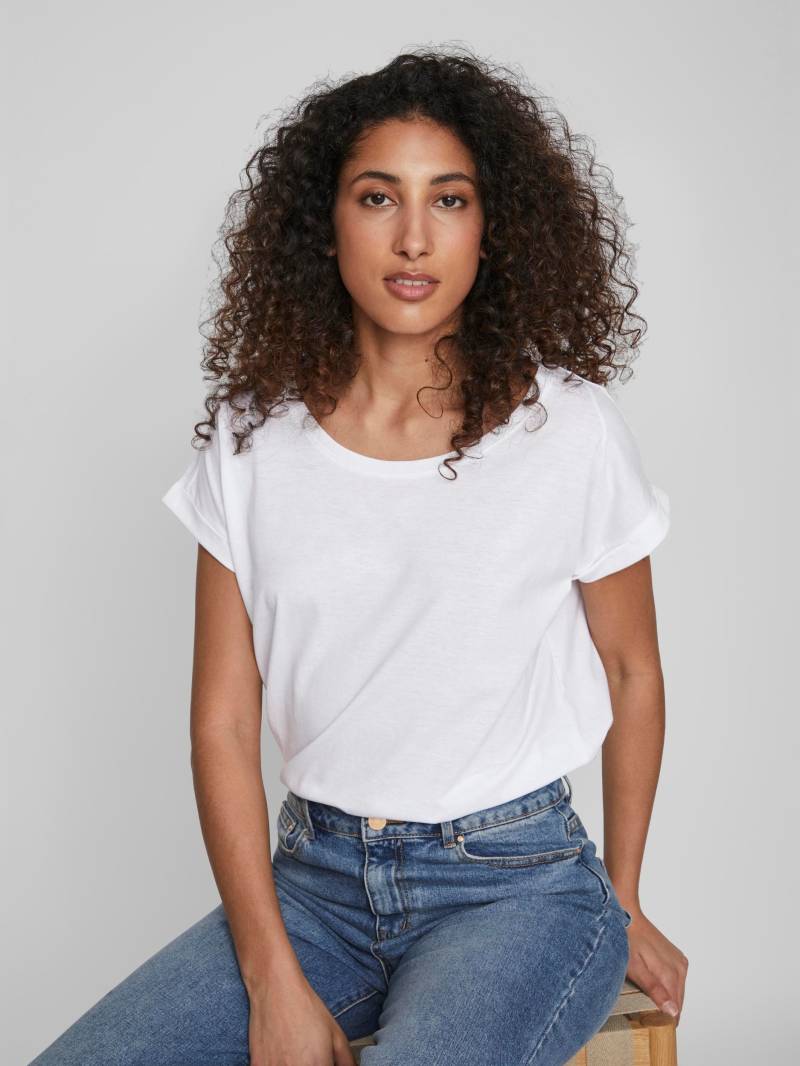 Vila Rundhalsshirt »VIDREAMERS NEW PURE T-SHIRT/SU-NOOS«, Basic Damen-T-Shirt mit Rundhalsausschnitt und umgeschlagenen Ärmeln von Vila