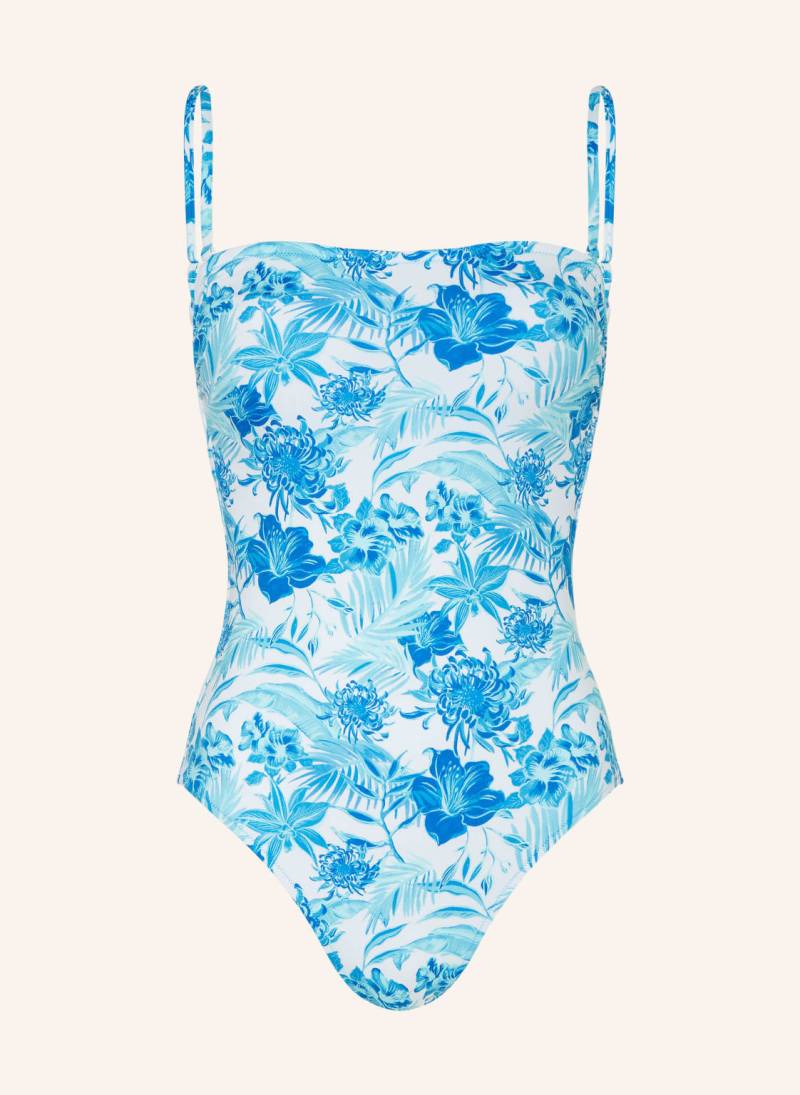 Vilebrequin Bandeau-Badeanzug Tahiti Flowers blau von Vilebrequin