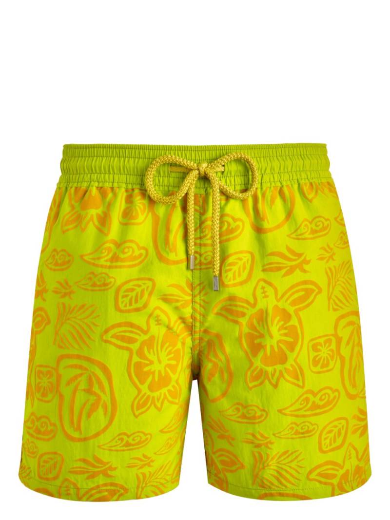 Vilebrequin Flocked Tahiti Turtles swim shorts - Yellow von Vilebrequin