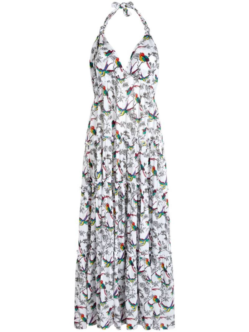 Vilebrequin Rainbow Birds-print long dress - White von Vilebrequin