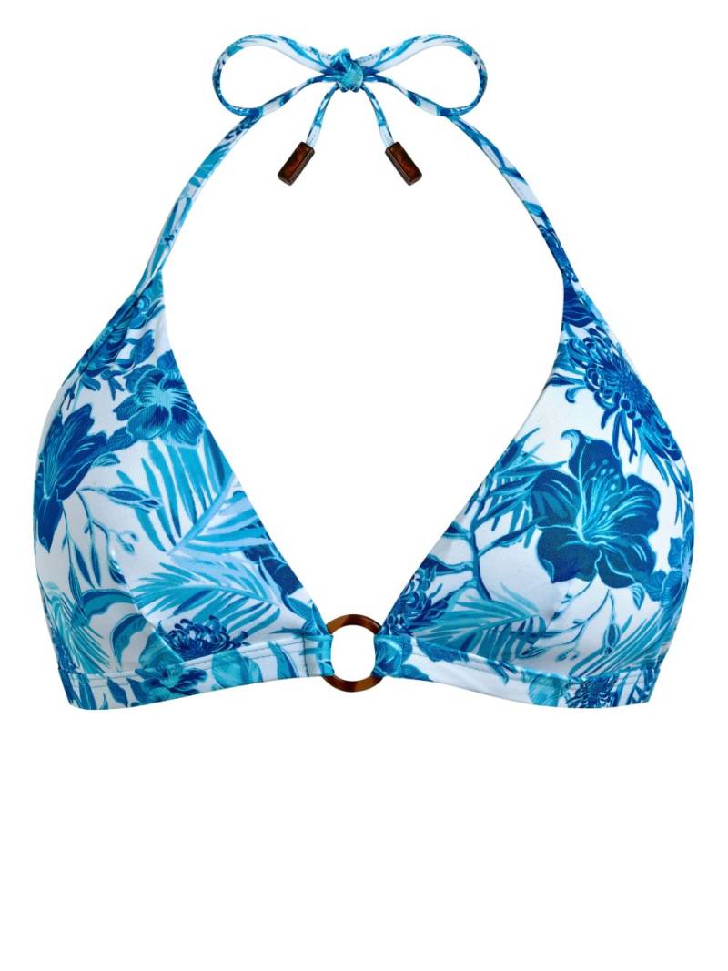 Vilebrequin Tahiti Flowers-print halterneck bikini top - Blue von Vilebrequin