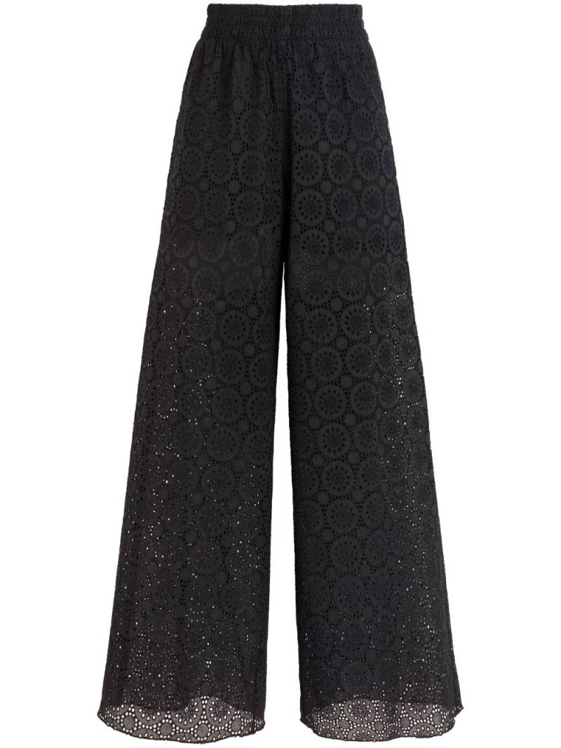 Vilebrequin broderie-anglaise cotton palazzo pants - Black von Vilebrequin