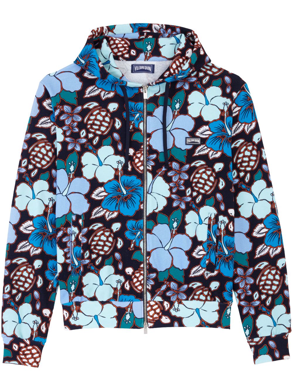 Vilebrequin floral-print zip-up hoodie - Blue von Vilebrequin