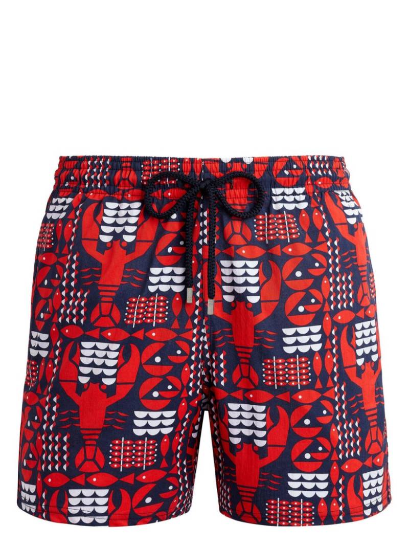 Vilebrequin Stretch Swim Shorts Graphic Lobsters - Red von Vilebrequin