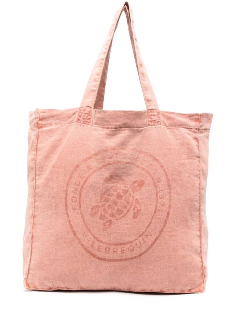 Vilebrequin logo-print linen tote bag - Orange von Vilebrequin