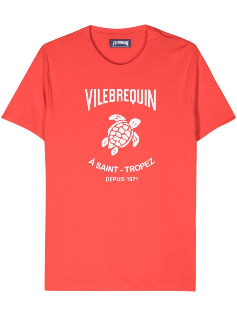 Vilebrequin logo-stamp cotton T-shirt - Red von Vilebrequin