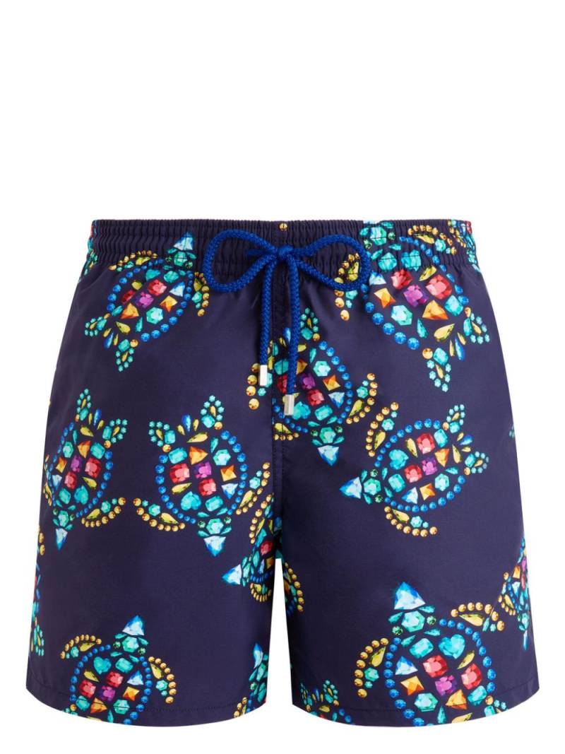 Vilebrequin turtle-print logo-appliqué swim shorts - Blue von Vilebrequin