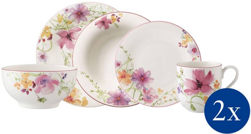 Villeroy & Boch Kombiservice »Geschirr-Set, Service Mariefleur Basic Starter Set«, (Set, 10 tlg.), verspieltes Blütendekor, 10 Teile, für 2 Personen von Villeroy & Boch