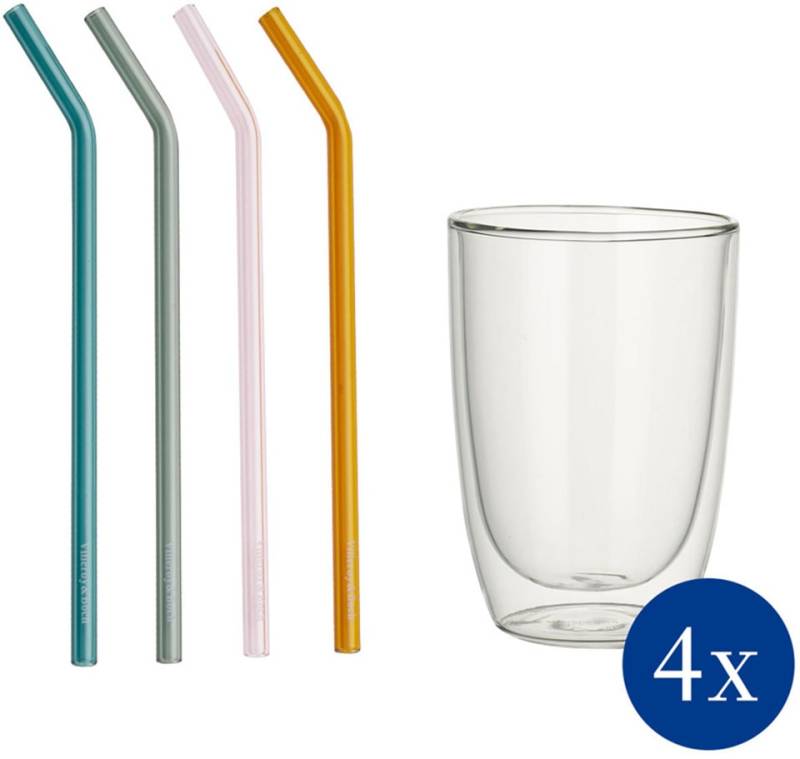 Villeroy & Boch Longdrinkglas »Artesano Hot&Cold Beverages«, (Set, 8 tlg.), 4 Becher, 4 Trinkhalme im Set von Villeroy & Boch