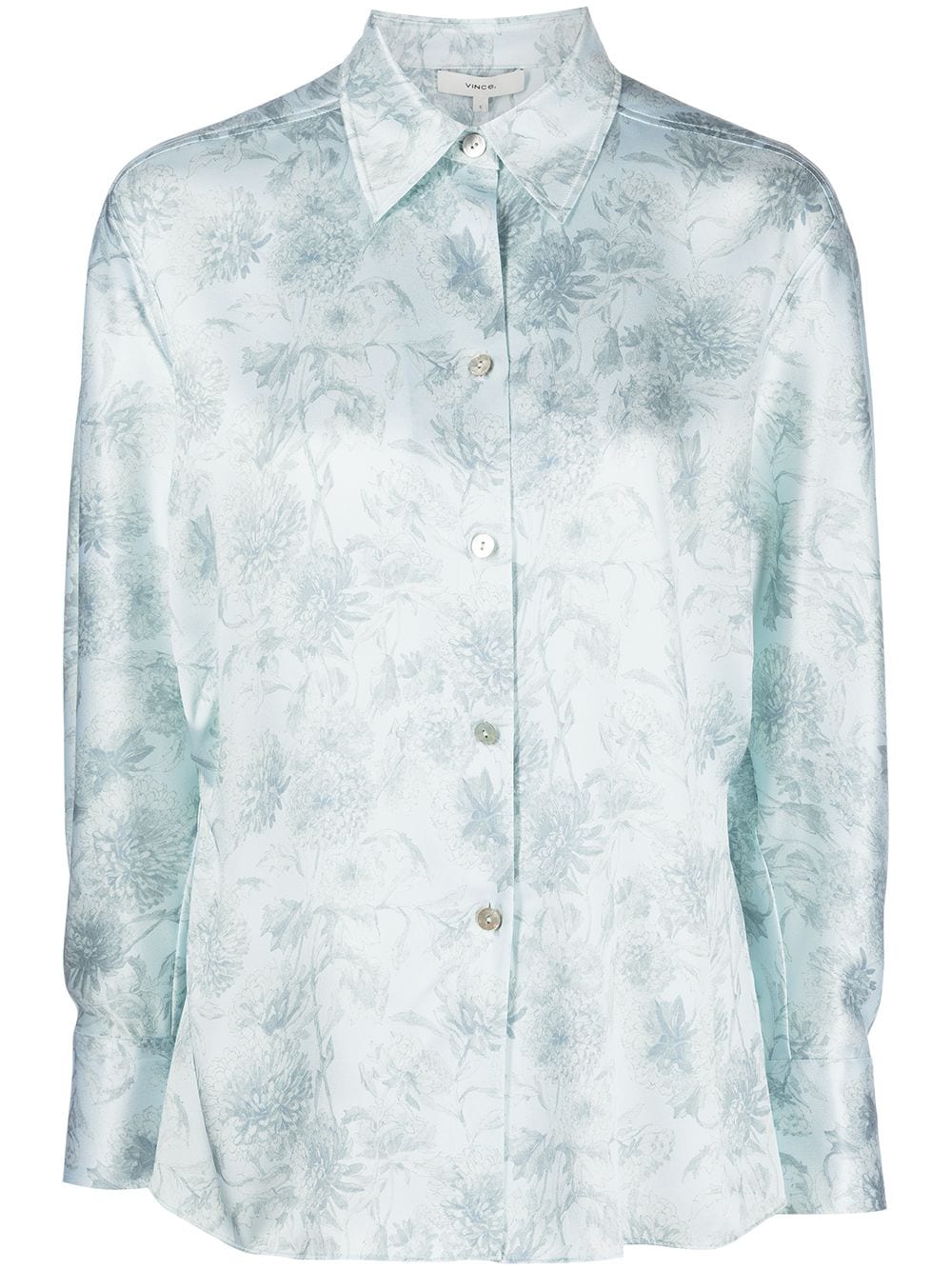 Vince Dahlia floral-print silk shirt - Blue von Vince