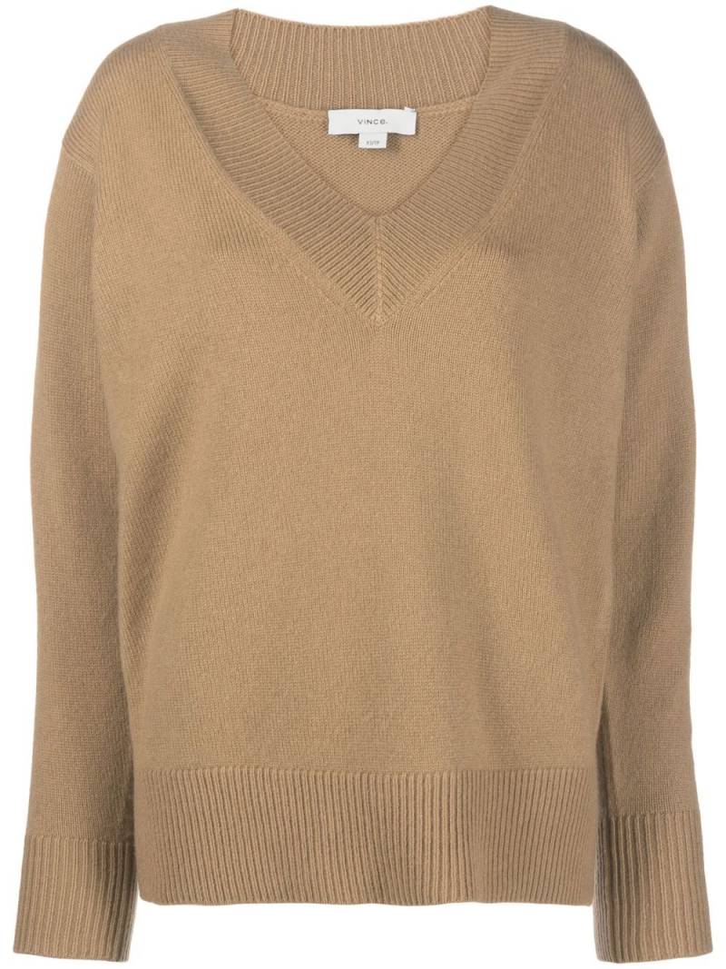 Vince V-neck draped-sleeve jumper - Neutrals von Vince