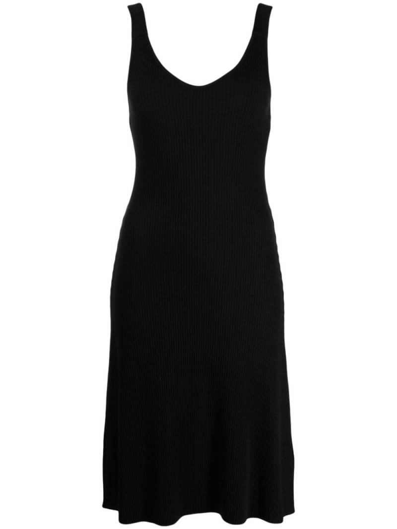 Vince V-neck ribbed-knit midi dress - Black von Vince