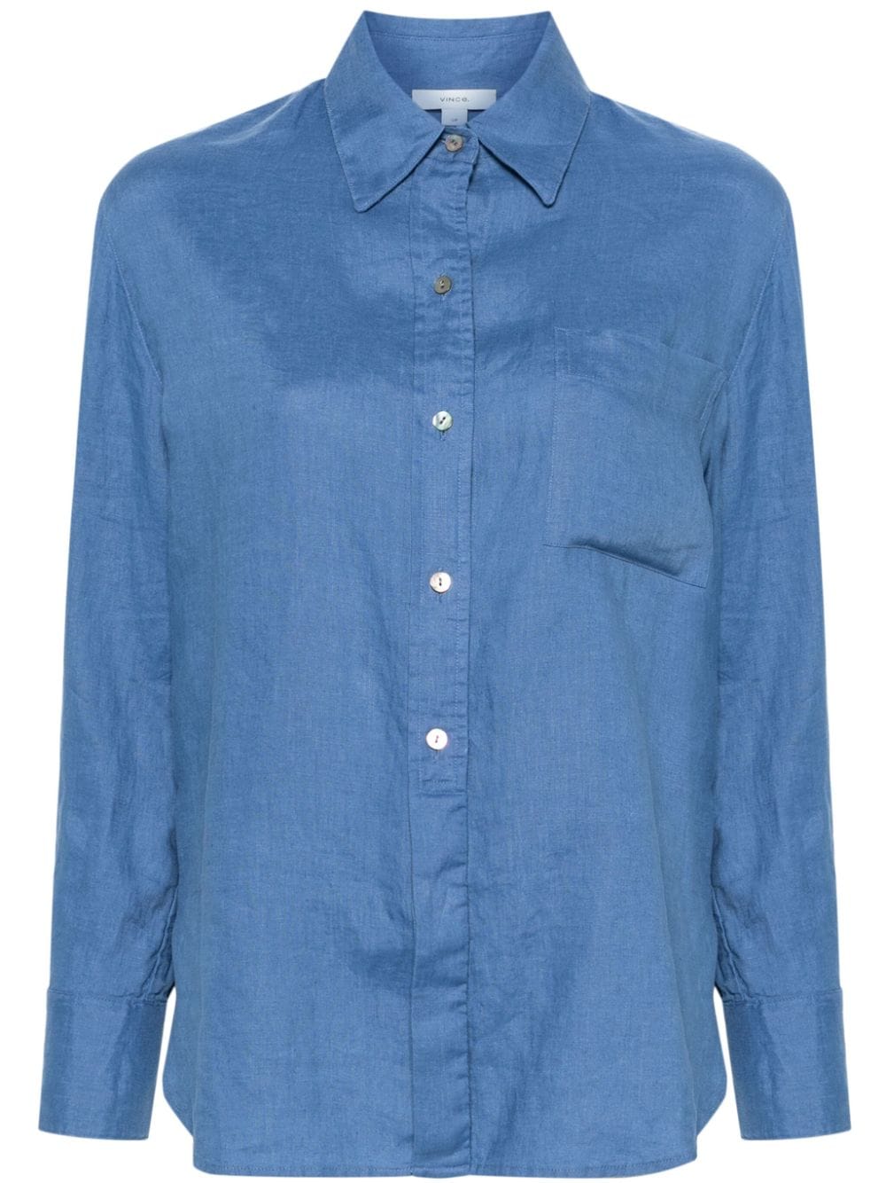 Vince chest-pocket linen shirt - Blue von Vince