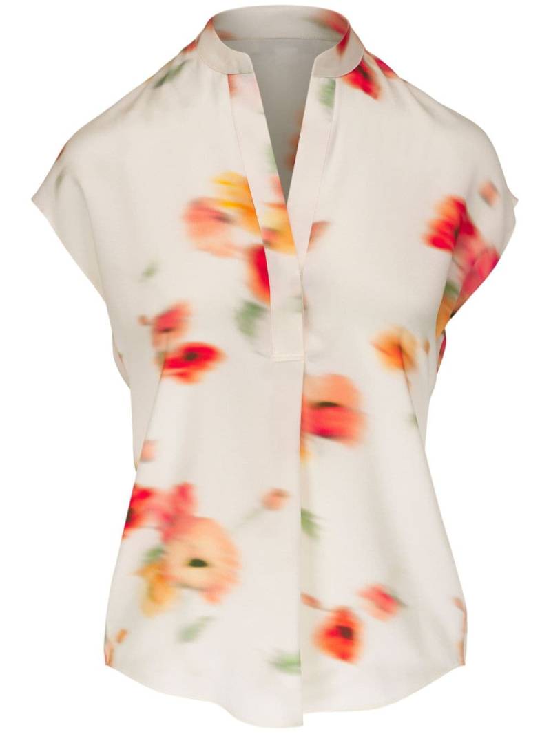 Vince floral-print V-neck silk blouse - White von Vince