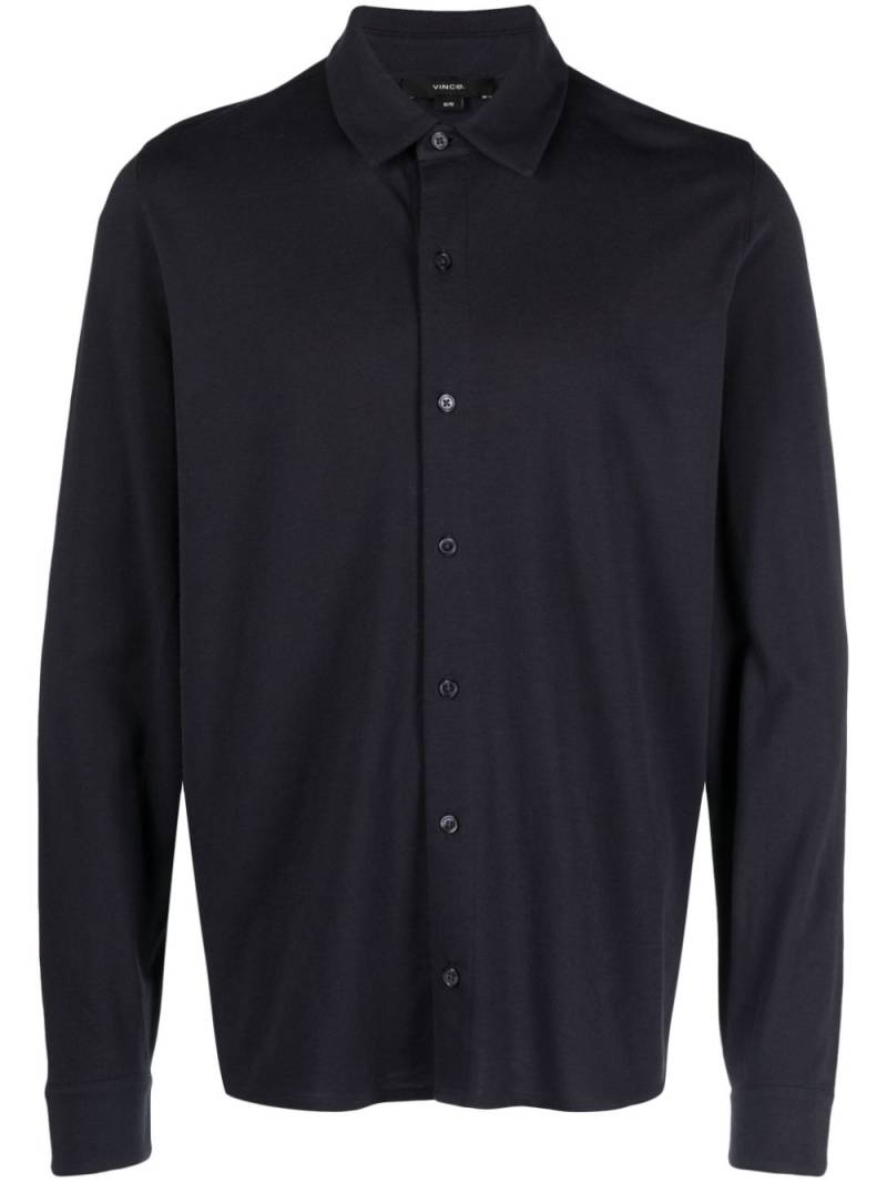 Vince longsleeved piqué-cotton polo shirt - Blue von Vince