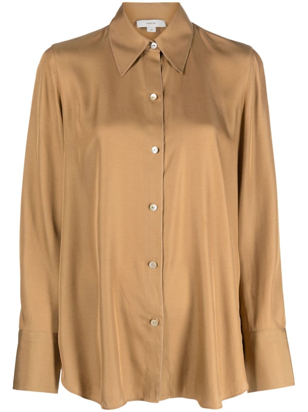 Vince pointed-collar silk-satin shirt - Brown von Vince