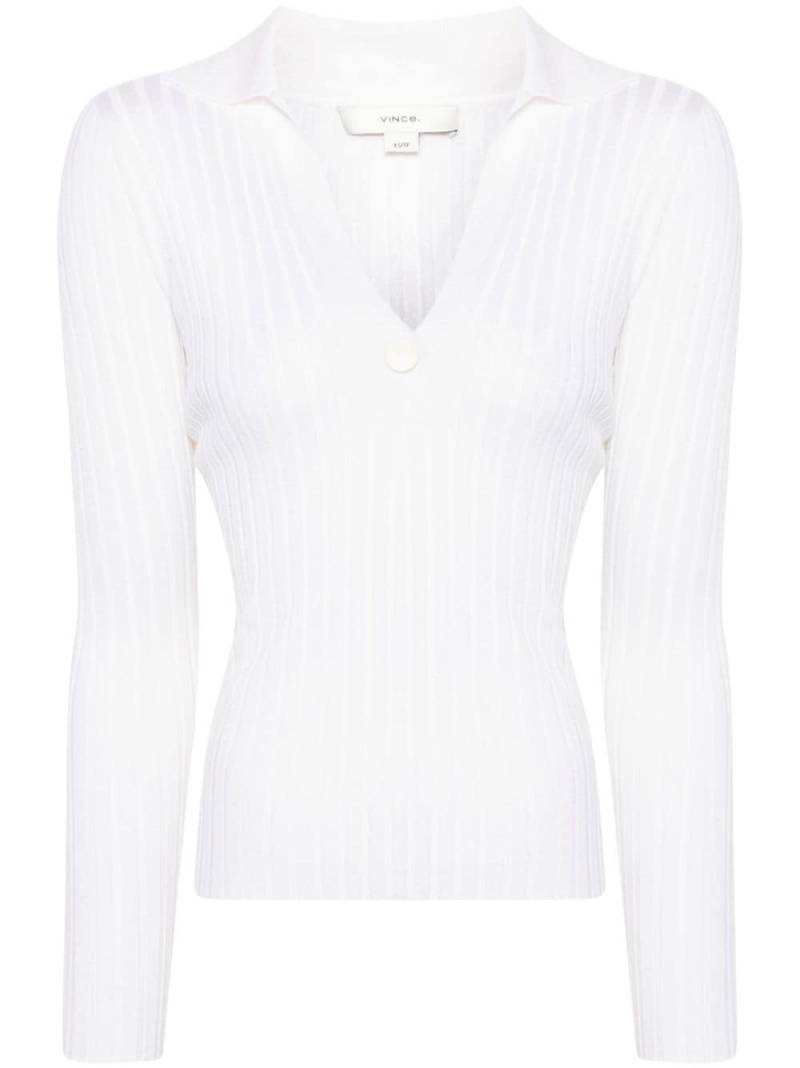 Vince ribbed-knit polo top - White von Vince