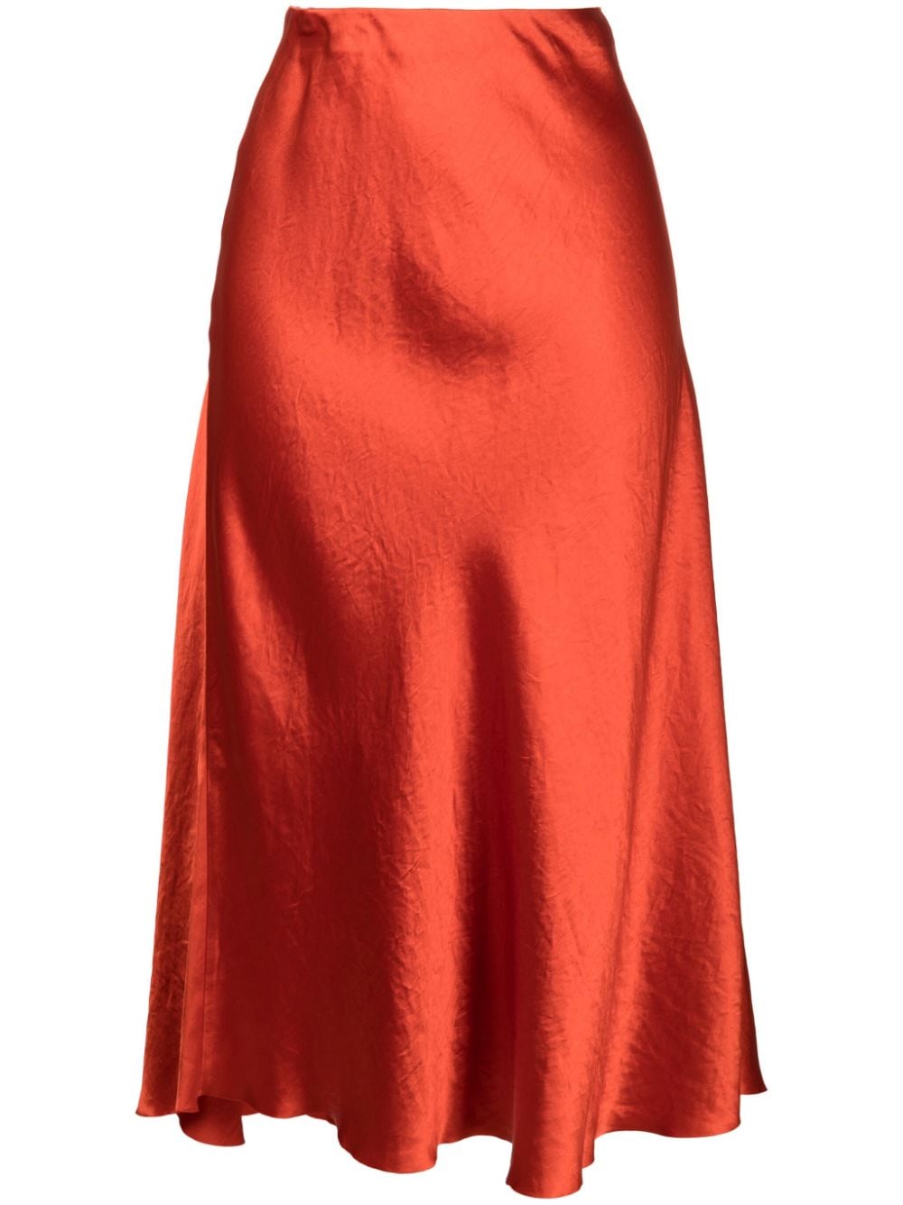 Vince satin-finish draped midi skirt - Orange von Vince