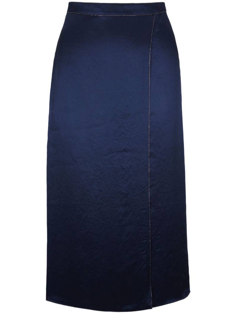 Vince satin-finish midi skirt - Blue von Vince