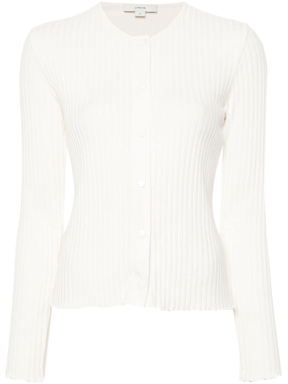 Vince scallop-edge ribbed-knit cardigan - White von Vince