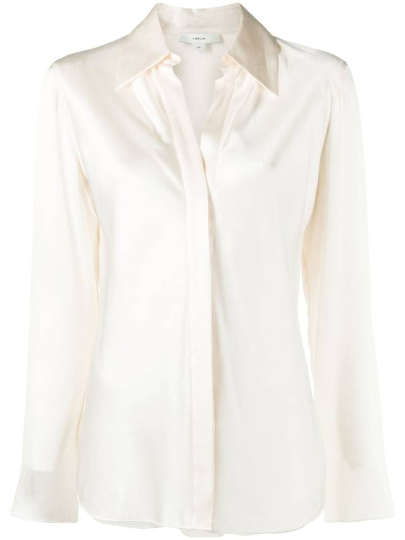 Vince silk long-sleeve shirt - Neutrals von Vince