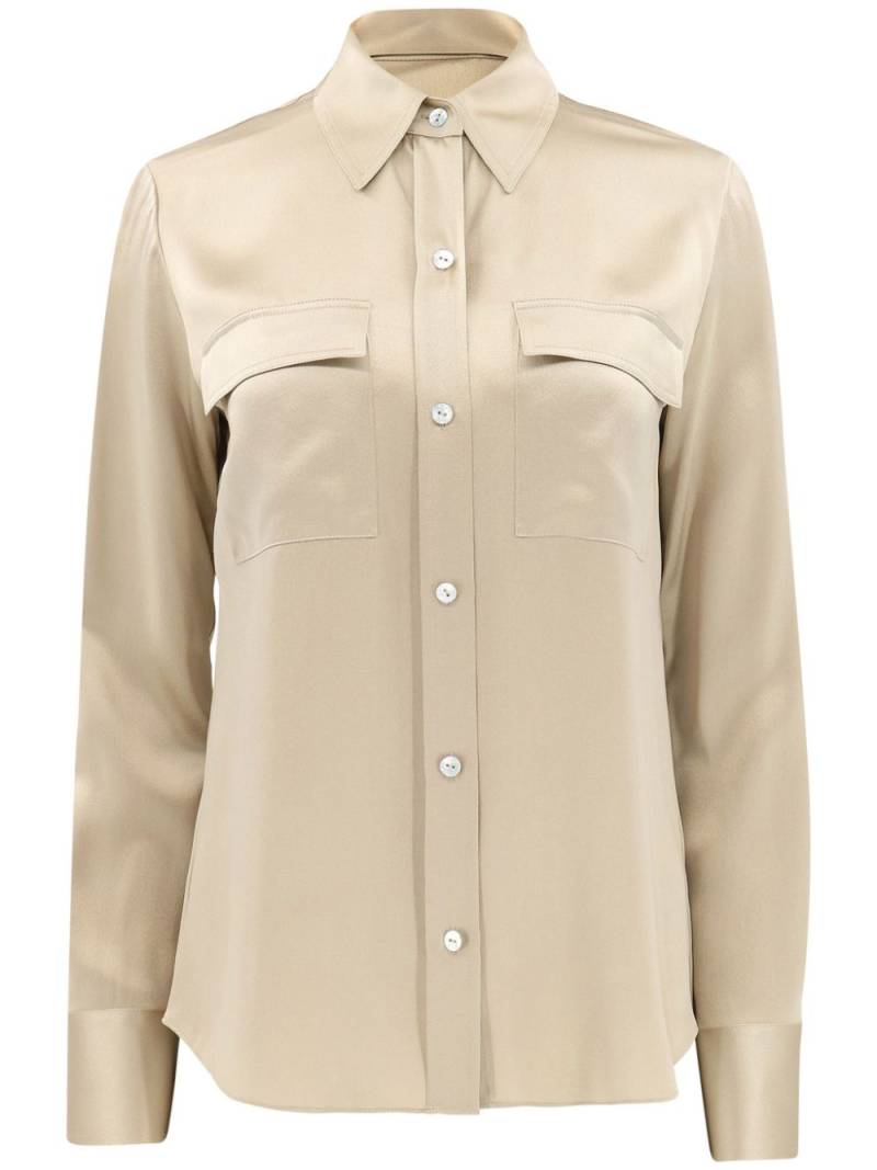 Vince spread-collar silk shirt - Neutrals von Vince