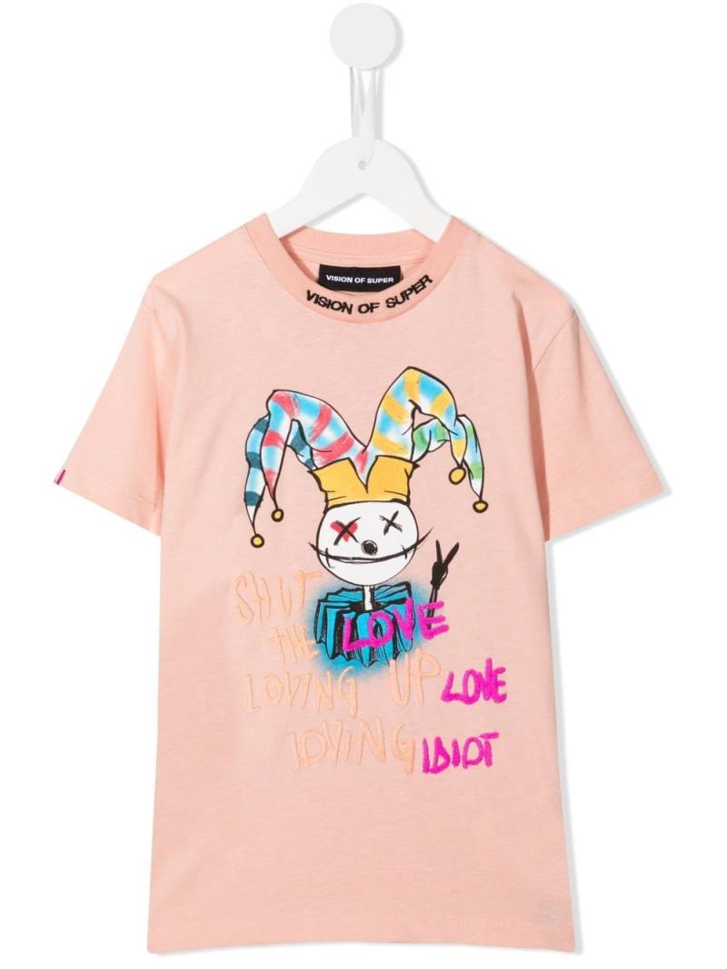 Vision Of Super Kids Baby Drawing Clown-print T-shirt - Pink von Vision Of Super Kids