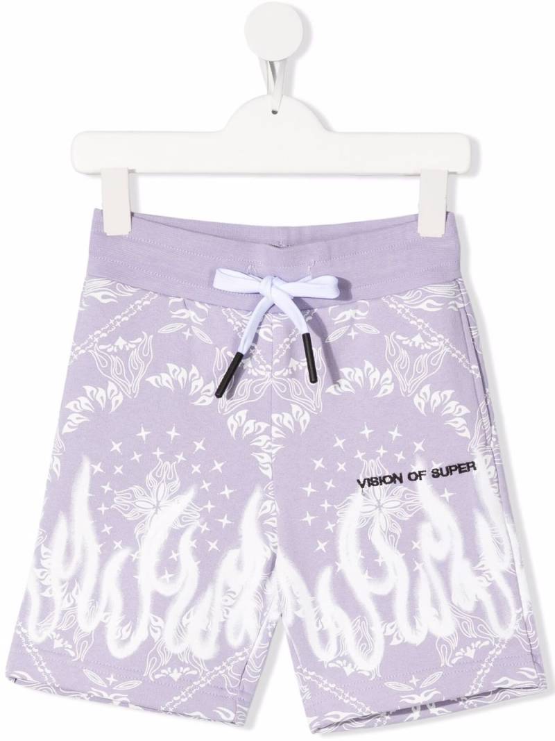 Vision Of Super Kids bandana-print cotton shorts - Purple von Vision Of Super Kids