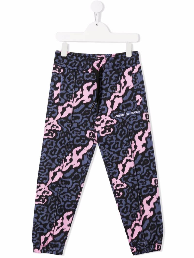 Vision Of Super Kids leopard-print track pants - Black von Vision Of Super Kids