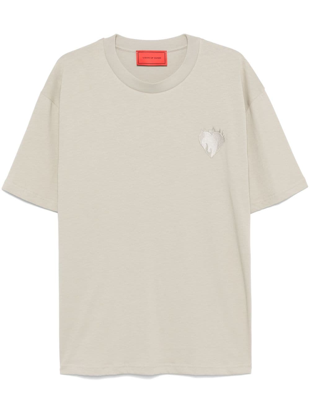 Vision Of Super embroidered-Flaming-Heart T-shirt - Neutrals von Vision Of Super