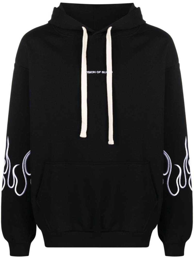 Vision Of Super flame-embroidered cotton hoodie - Black von Vision Of Super