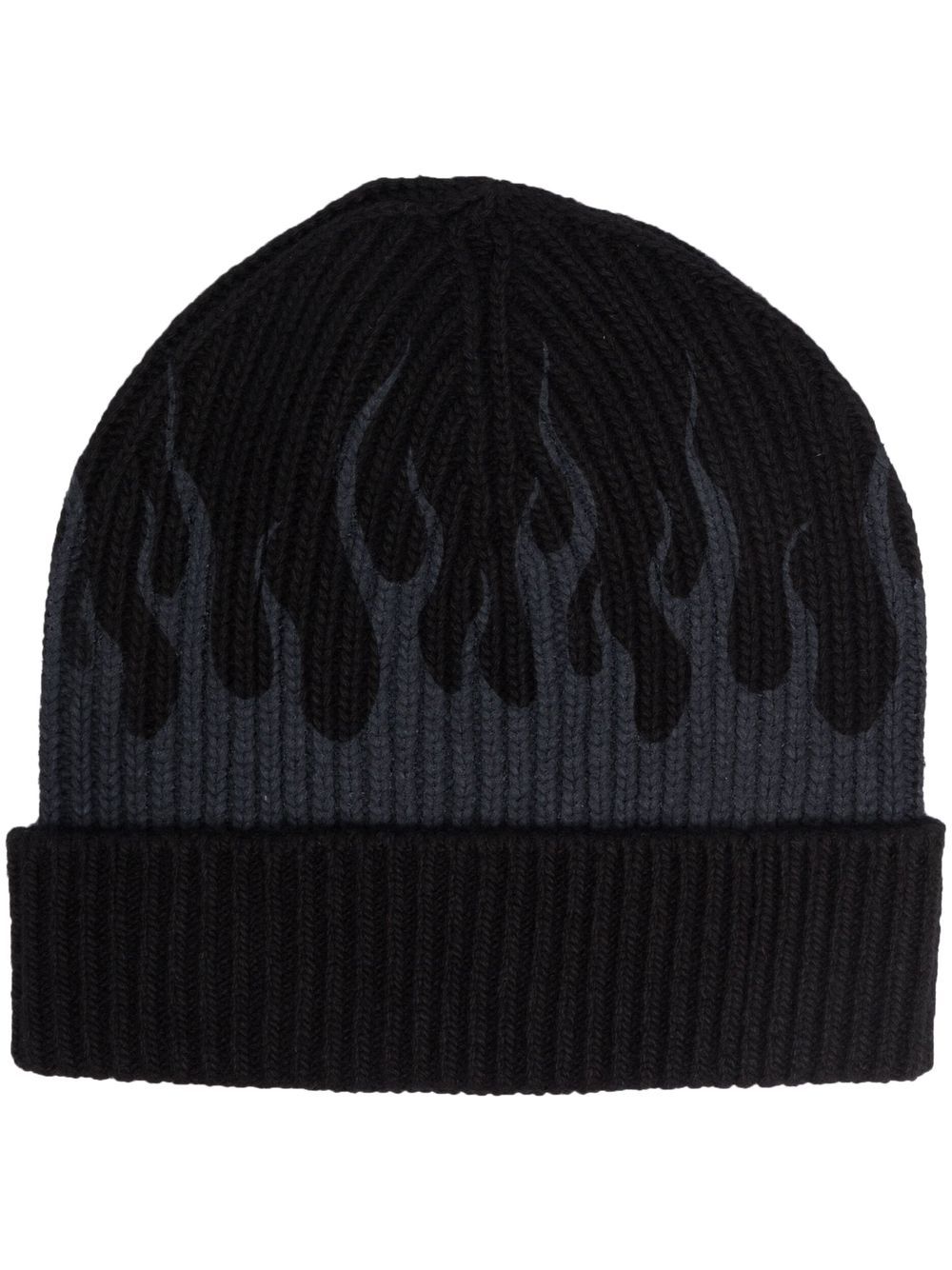 Vision Of Super flame-embroidered rib-knit beanie - Black von Vision Of Super