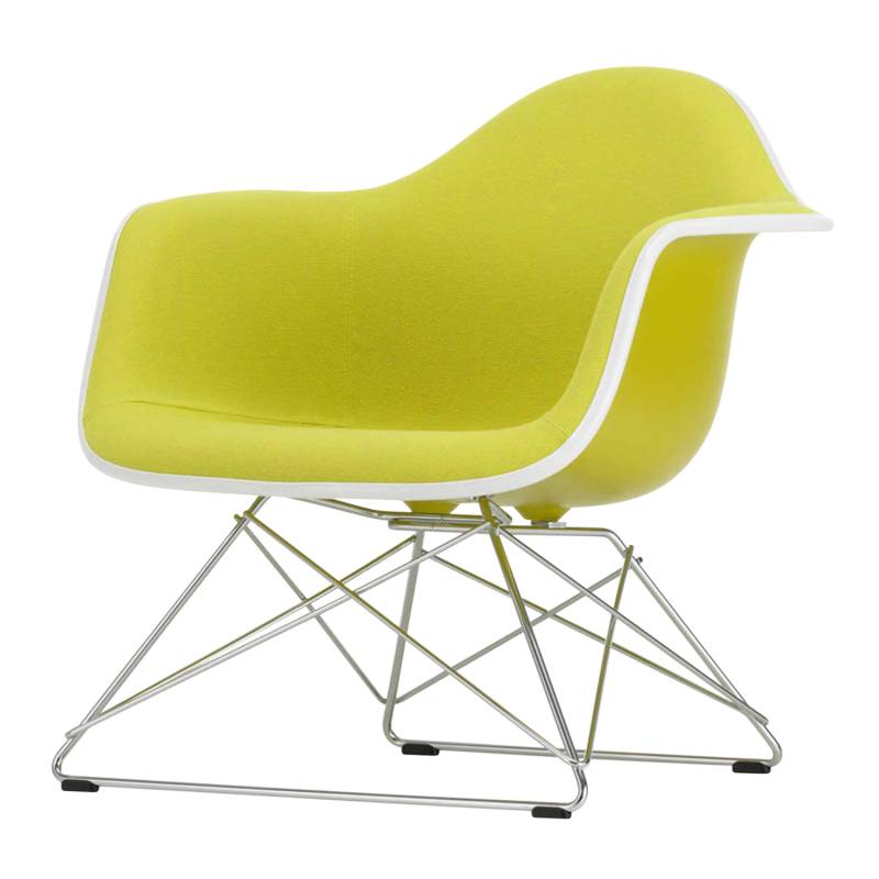 Eames Plastic Lounge Armchair LAR Vollpolster Sessel, Sitzschale weiss, Stoff Hopsak F60 dunkelgrau/nero, Drahtuntergestell weiss pulverbeschichtet... von Vitra