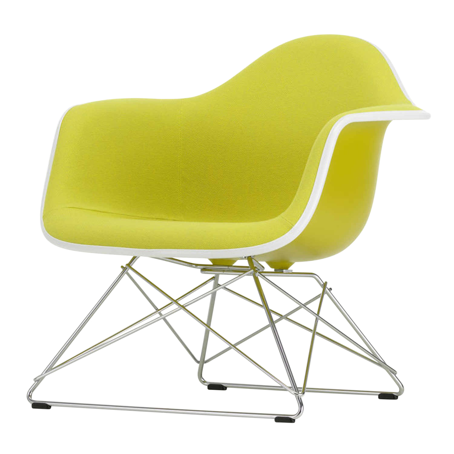 Eames Plastic Lounge Armchair RE LAR Vollpolster Sessel, Sitzschale RE smaragd re, Stoff Hopsak F60 nude/elfenbein, Keder basic dark, Drahtunterges... von Vitra