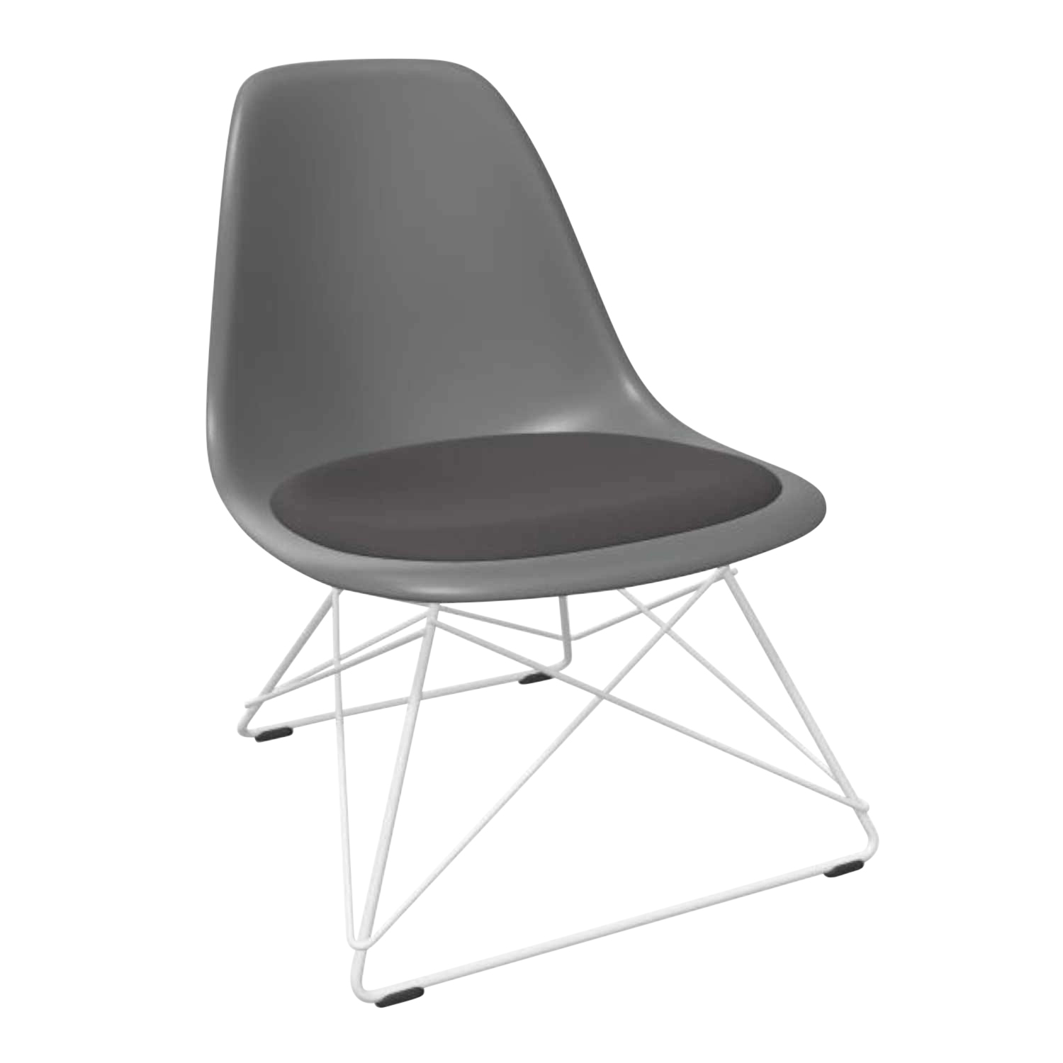 Eames Plastic Lounge Side Chair RE LSR Sitzpolster Sessel, Sitzschale RE zartrosé re, Stoff Hopsak F60 gelb/elfenbein, Drahtuntergestell weiss pulv... von Vitra