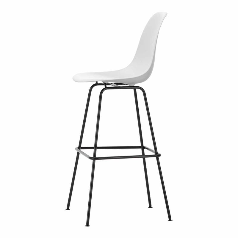 Eames Plastic Side Stool RE Barstuhl, Sitzhöhe 67 cm, Sitzschale RE eisgrau re, Drahtuntergestell glanzchrom 00, Gleiter basic dark für hartböden von Vitra