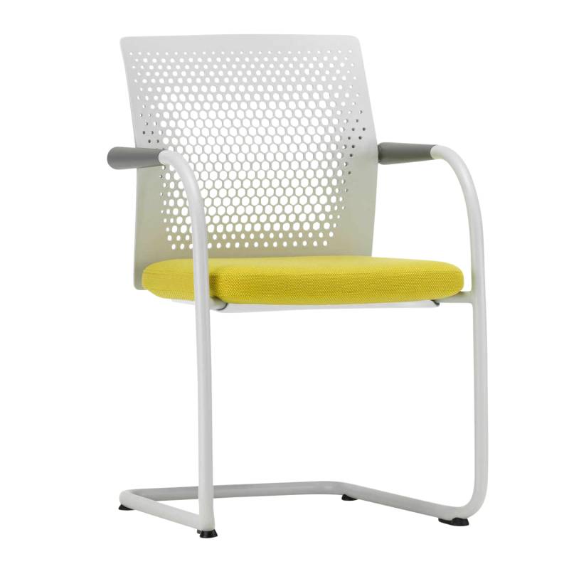 ID Visitor Air Freischwinger, Rücken basic dark 30, Sitz Silk Mesh dimgrey 21, Armlehne basic dark 30, Ausführung stapelbar, Untergestell glanzchro... von Vitra